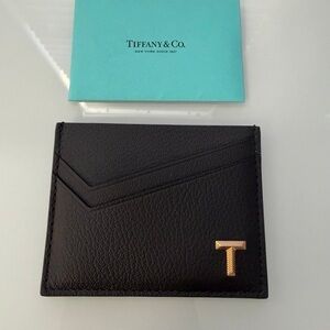Tiffany & Co. Black Card Holder with Gold Accent